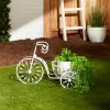 White Metal Bicycle Planter - Outdoor Garden Decor