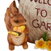 Solar-Powered Garden Squirrel Welcome Sign for Outdoor Decor