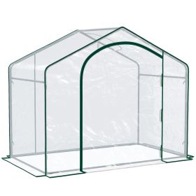 Portable Walk-in Greenhouse 6 x 3 x 6 with PVC Cover Steel Frame Garden Hot House Zipper Door Top Vent