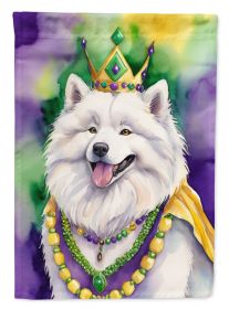 Samoyed King of Mardi Gras House Flag Large Porch Sleeve Pole Decorative Outside Yard Banner Artwork Wall Hanging, Polyester, House Size, Multico