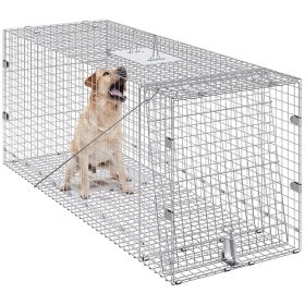 VEVOR Humane Live Animal Trap, Dimensions 50" x 20" x 26", Crafted from Galvanized Iron
