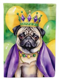 Pug King of Mardi Gras Garden Flag Mailbox Flag Decorative Yard Flag Banner Outside Patio Artwork Yard Flower Beds, Garden Size, Multicolor