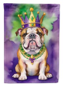 English Bulldog King of Mardi Gras Garden Flag Mailbox Flag Decorative Yard Flag Banner Outside Patio Artwork Yard Flower Beds, Garden Size