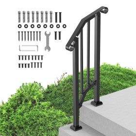 VEVOR Handrails for Outdoor Steps, 1-2 Step Stair Hand Rail Kit, Transitional Carbon Steel Railings with Installation Kit, Stair Rails for Senior