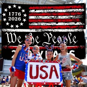 Probsin Large 250 Anniversary USA Backdrop 60" x 90" 250 Years America Flag 1776-2026 We The People Patriotic Poster Hanging Supplies Wall Decor