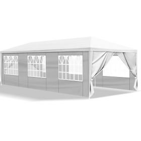 10'x30' Outdoor Party Tent with 8 Removable Sidewalls; Waterproof Canopy Patio Wedding Gazebo; White