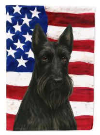 Black Scottish Terrier American Flag House Flag Large Porch Sleeve Pole Decorative Outside Yard Banner Artwork Wall Hanging, Polyester, House Siz
