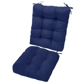 2Pcs/Set 1Pc Back Cushion And 1Pc Seat Cushion Rocking Chair Cushion Upper And Lower Back And Seat Sets (Option: NavyBlue-UpgradedVersion)