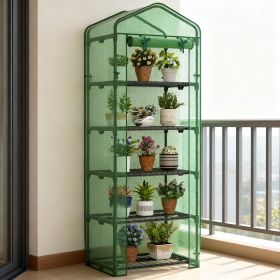 Mini Greenhouse Portable Plant Grow House With 5 Tier Shelves (Option: Green)