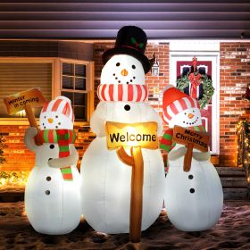 8.2' Inflatable Three Stacked Snowmen w/ LED Lights (Option: White-300x300x145 mm)