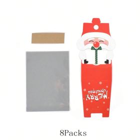 8 Pcs Mini Christmas Treat Boxes With Cellophane Bags And Twist Ties Cartoon Santa Claus Design Gift Box Cute Paper Merry Christmas Baking Packin (Option: 8pcs)