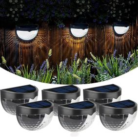 12/6 Solar fence lights, solar platform lights, solar wall lights, rechargeable solar cells, suitable for front porches, security lights (Color: White, quantity: 6PCS)