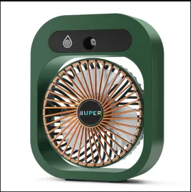 Air Conditioning Fan Desk Misting Fan Air Cooler Cooling USB Rechargeable Humidifier Portable Spray Fan With 3 Wind Speeds Mist Fan For Home (Option: Green)