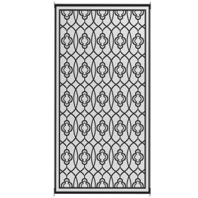 Reversible Outdoor Rug, Waterproof Plastic Straw With Carry Bag, 9 X 18, Black & White Lantern (Option: Black)